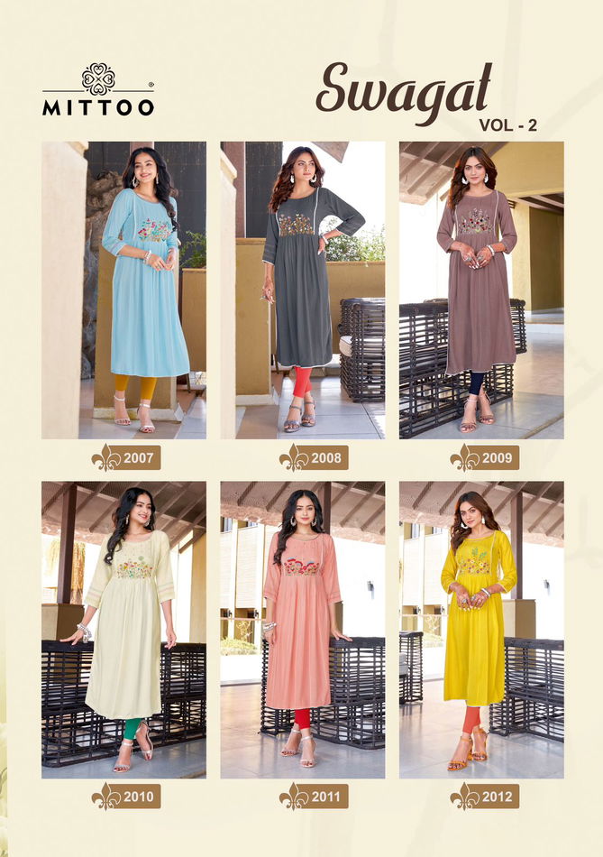 Swagat Vol 2 Rayon Designer Kurtis Catalog